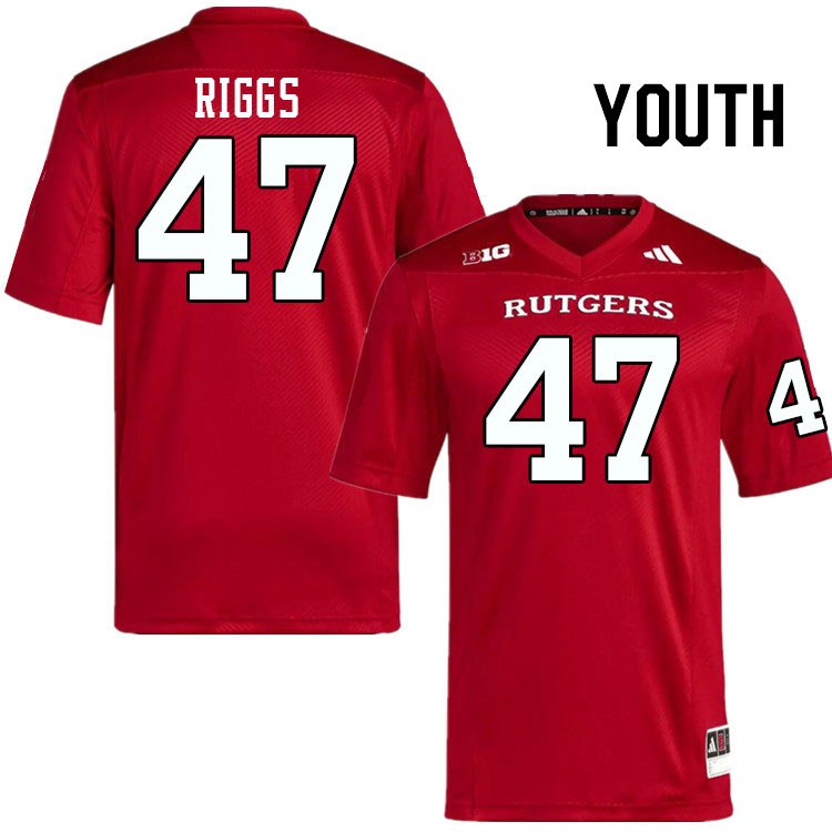 Youth #47 Austin Riggs Rutgers Scarlet Knights 2024 College Football Jerseys Stitched-Scarlet